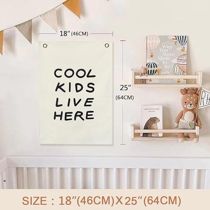 Canvas Banner Hanging Flag Banner for Nursery and Playroom Wall Décor for Kids Trendy Room Décor for Boys and Girls (Blank-vertical)