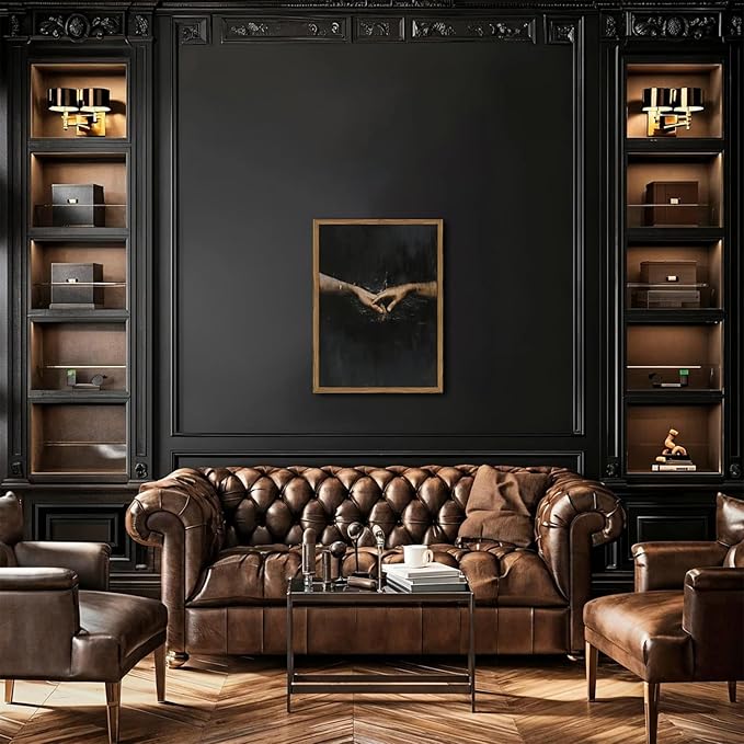 Dark Academia Wall Art, Moody Gothic Wall Decor Vintage Creepy Aesthetic Holding Hands Canvas Artwork for Bedroom Living Room Framed 16x24 inch