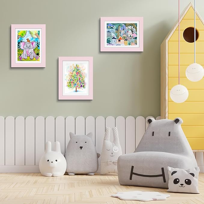 Golden State Art, 8.5x11 Kids Art Frames, Front-Opening Picture Frame Great for Kids Drawings, Artworks, Children Art Projects, Schoolwork, Home or Office (Light Pink, Set of 4)