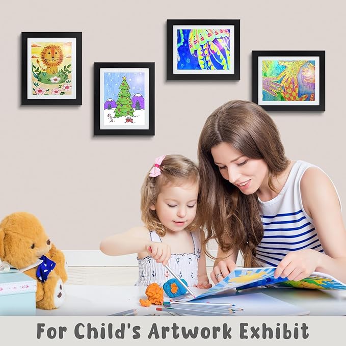 Golden State Art, 10x12.5 Kids Art Frames, Front-Opening Picture Frame Great for Kids Drawings, Artworks, Children Art Projects, Schoolwork, Home or Office (Black, Set of 8)