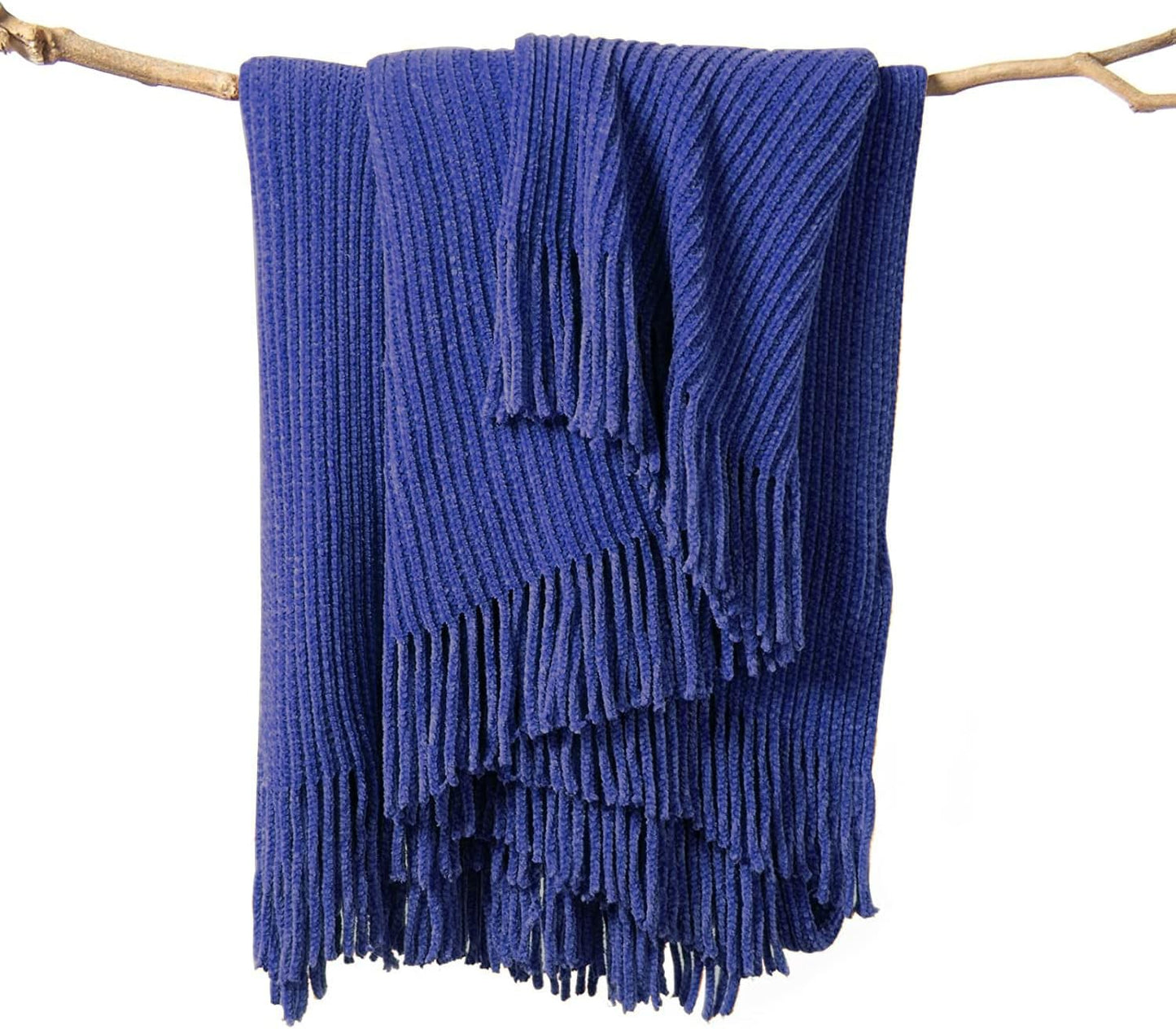 lifein Throw Blanket for Couch, Soft Boho Decor Bed Throw,Cozy Blue Chenille Knitted Small Farmhouse Lightweight Throw for Spring(Blue,50 * 60")