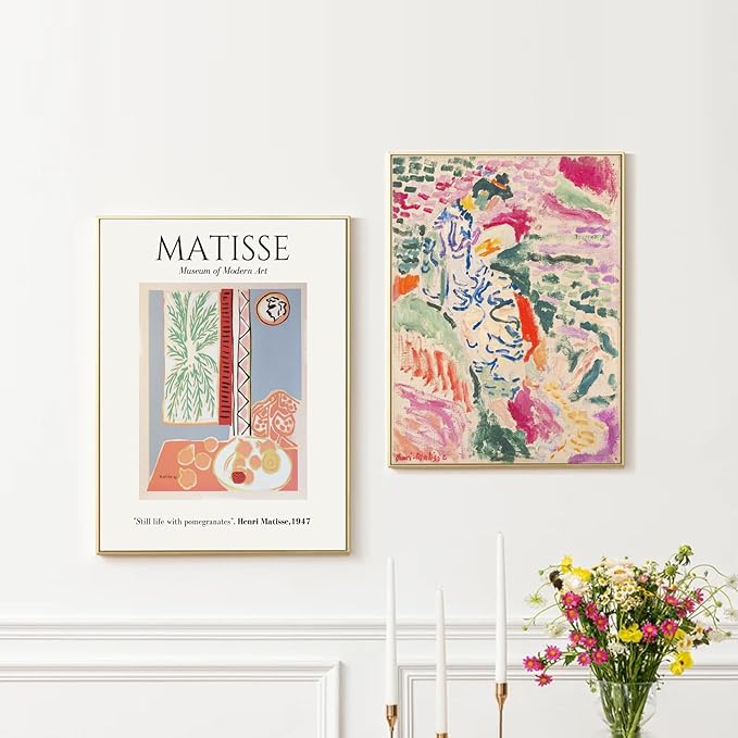 uniro Matisse Wall Art Prints, Matisse Eclectic Wall Decor, Henri Matisse Exhibition Posters for Room Aesthetic, Minimalist Abstract Vintage Gallery Canvas Paintings, Maximalist Eclectic Home Decor