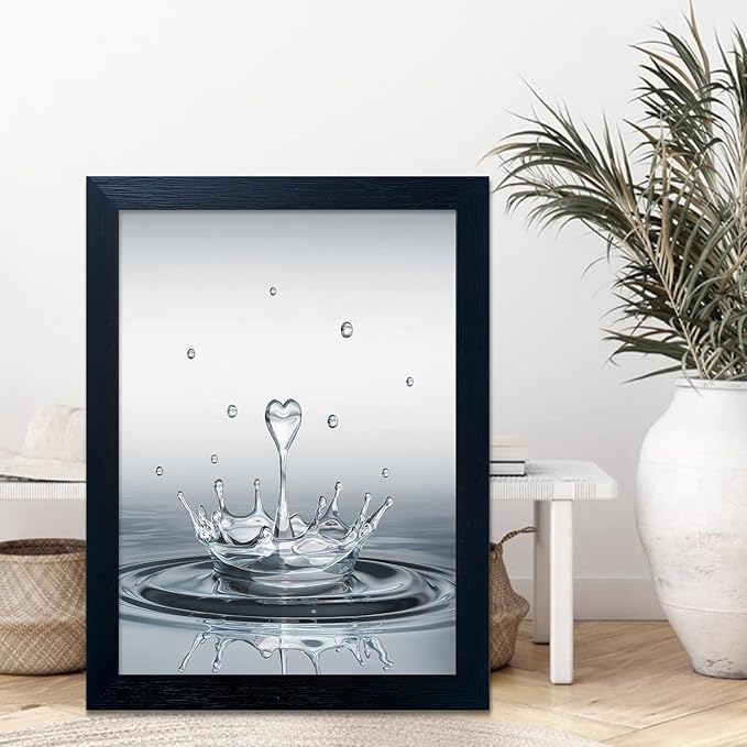 Framed Bathroom Wall Art Heart Water Drop Splash Canvas Print Artwork Bathroom Pictures Wall Decor Modern Painting for Home Office Decoration