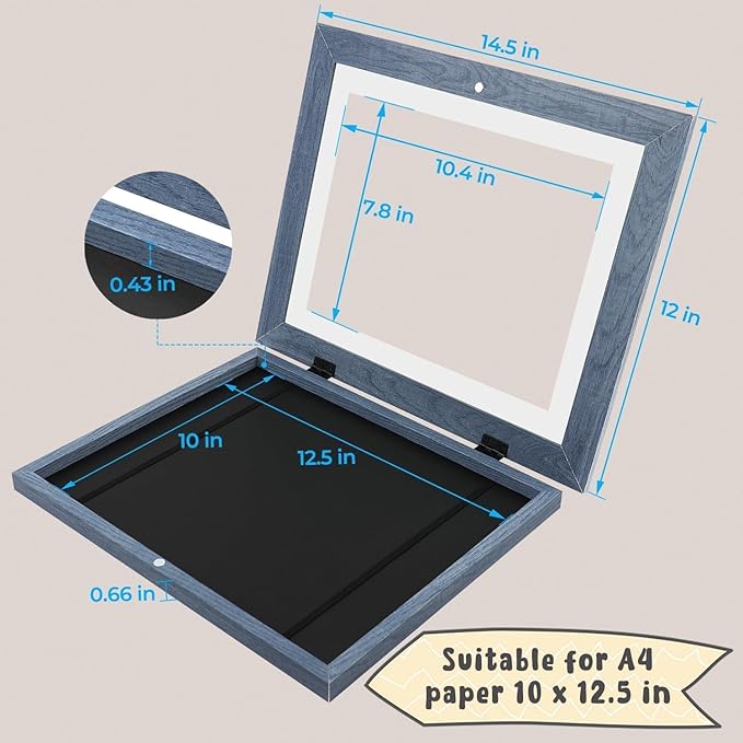Golden State Art, 10x12.5 Kids Art Frames, Front-Opening Picture Frame Great for Kids Drawings, Artworks, Children Art Projects, Schoolwork, Home or Office (Navy Blue Set of 2)