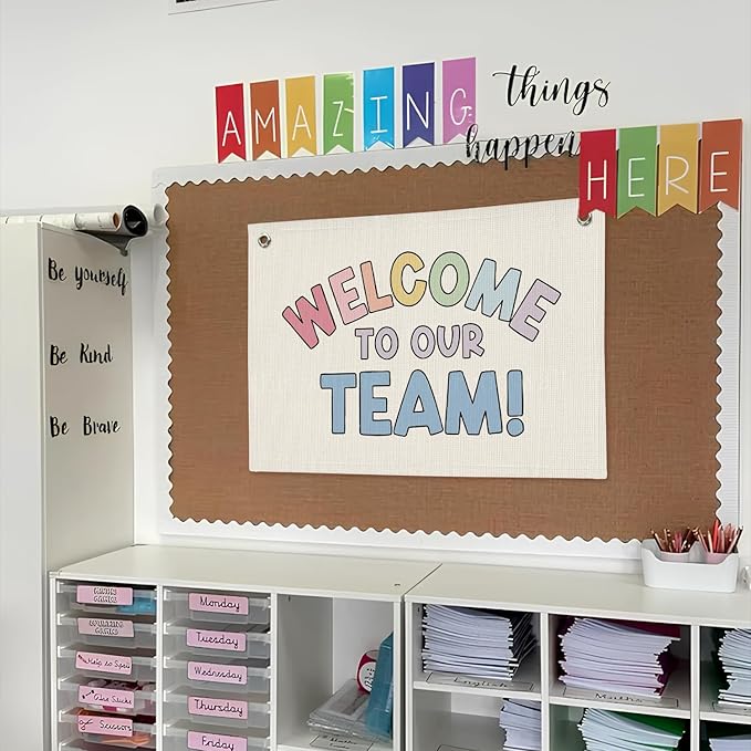 Boho Classroom Welcome Banner Wall Decor, Inspirational Teacher Back To School Canvas Banner Wall Hanging Flag for School Kindergarten Perschool Classroom Must Haves 20x30