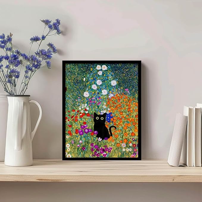 Hamduker Canvas Wall Art Cat Decor for Dorm Bedroom Canvas Prints Aesthetic Monet Cat Posters Living Room Decor (Size: 16''x20''x1pcs)
