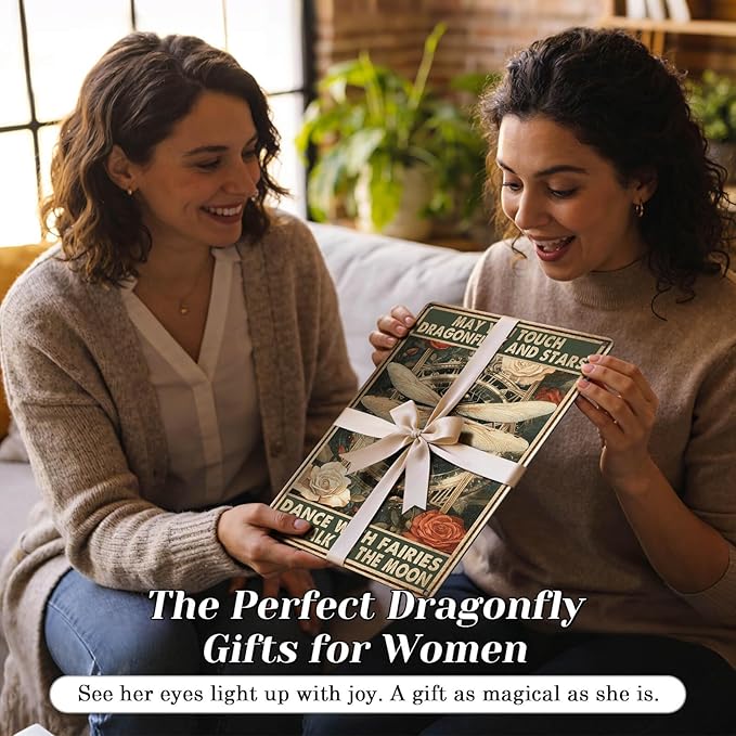 HYBLOM Dragonfly Decor Dragonfly Gifts for Women - Fairy Wall Decor for Bedroom Home Garden - May You Touch Dragonflies And Stars Vintage Metal Signs 12x8 Inch