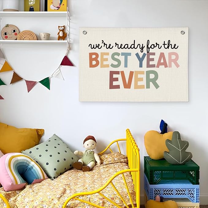 Boho Classroom Decor for Teacher, Cute Neutral Classroom Must Haves Wall Decor, Welcome Sign Back To School Linen Canvas Banner