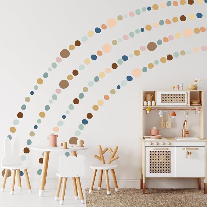 15 Sheet 300 Pcs Irregular Polka Dots Boho Wall Decal Terrazzo Playroom Bedroom Removable Modern Vinyl Boho Wall Stickers(Boho Color)