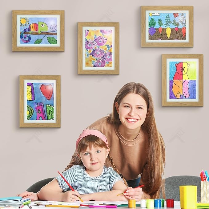 Golden State Art, 9x12 Kids Art Frames, Front-Opening Picture Frame Great for Kids Drawings, Artworks, Children Art Projects, Schoolwork, Home or Office (Brown, Set of 2)