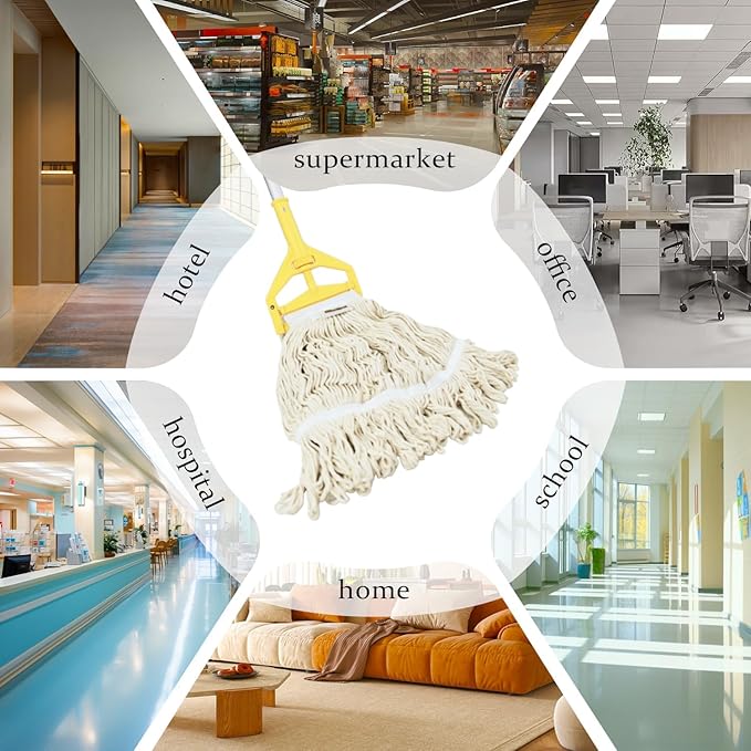 Mop Head Replacement,Commercial Mop Heads,Cotton Washable Industrial Mop Head,6 Inch Heavy Duty Mop Heads,Wet Industrial Cleaning Mop Head for Home,Industrial and Commercial Use Clean（White）