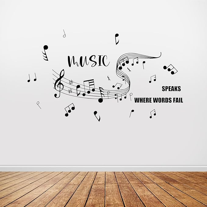Inspirational Music Quote Wall Sticker, Elegant Music Note Wall Decal for Bedroom, Living Room or Studio Decor