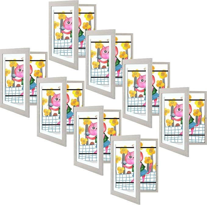 Golden State Art, 10x12.5 Kids Art Frames, Front-Opening Picture Frame Great for Kids Drawings, Artworks, Children Art Projects, Schoolwork, Home or Office (Grey, Set of 8)