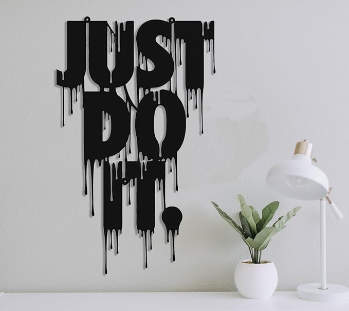 Benziso Motivational Metal Wall Art Inspirational Wall Decor Just Do It Decorative Sign for Office Encouragement Gifts (Black)