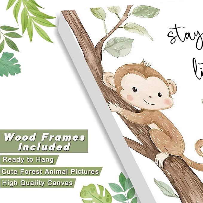 Framed Woodland Nursery Wall Art, Forest Animal Pictures Nursery Wall Decor, Safari Theme Wall Decor for Baby Kids Boy Girl Room (Framed, 8x10inch, Set of 6)