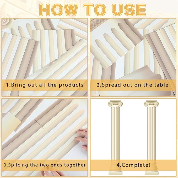 2Pcs Greek Columns Cardboard Pillars Cutouts Ancient Greek Party Decor for Birthday Medieval Renaissance Wall Photo Backdrop Photography Background Supplies