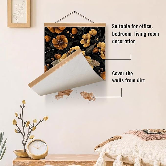 Vintage Country Bees Poster, William Morris-Inspired Wall Art Decor, Vintage Hanging Wall Painting Insect Buck Art, Mid-Century& Dark Academia Decor, Gothic Canvas Poster for Oficce and Home(Bees-01)