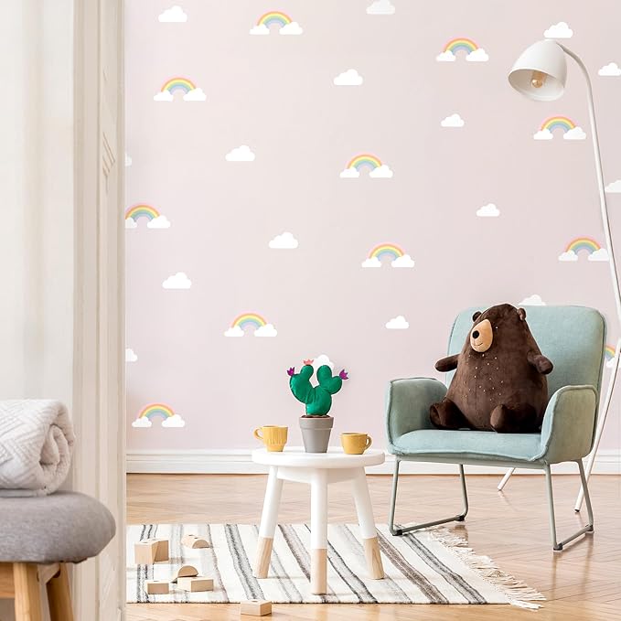 Pastel Rainbow - Easy-to-Apply & Removable Wall Stickers: Transform Your Toddlers Bedroom with Durable, Vibrant Peel-and-Stick Wall Decor – Stickers for Kids