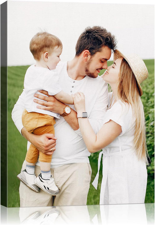 Personalized Custom Canvas Wall Art, Custom Canvas Prints with Your Photos for Living Room, Bedroom, Wedding Pet Baby Family Photo Framed Wall Art, Customized Photo Gift for Family，Friend，Lover，Pet (24L" x 36W")