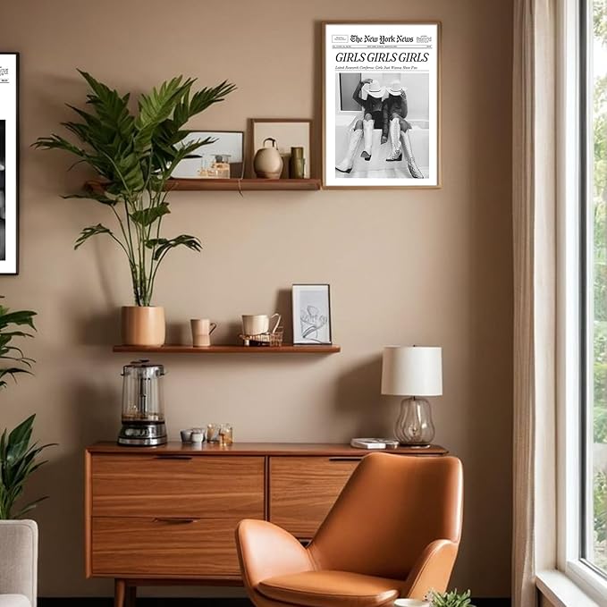 TWNSLLA Trendy Newspaper Wall Art Woman Searches For Where Men Get The Audacity Posters Prints,New York Times Wall Art Canvas,Vintage Bart Cart Decor Retro Girl Dorm Room Decor Aesthetic,8x10inchx6pcs,Unframed