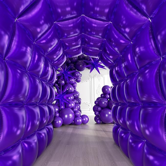 36pcs Purple Square Foil Balloons Wall Backdrop with 79pcs Balloon Garland Arch Kit, Double Sided Balloon for Birthday Baby Shower Bridal Shower Anniversary Prom Graduation Party Decorations