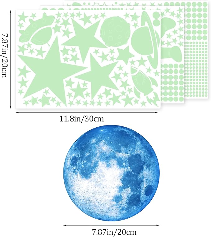 Glow in The Dark Stars for Ceiling 1106Pcs Glow in The Dark Moon and Planet Wall Decal Luminous Astronaut Universe Galaxy Space Wall Stickers Outer Space Decal for Kids Boys Bedroom Christmas Gift