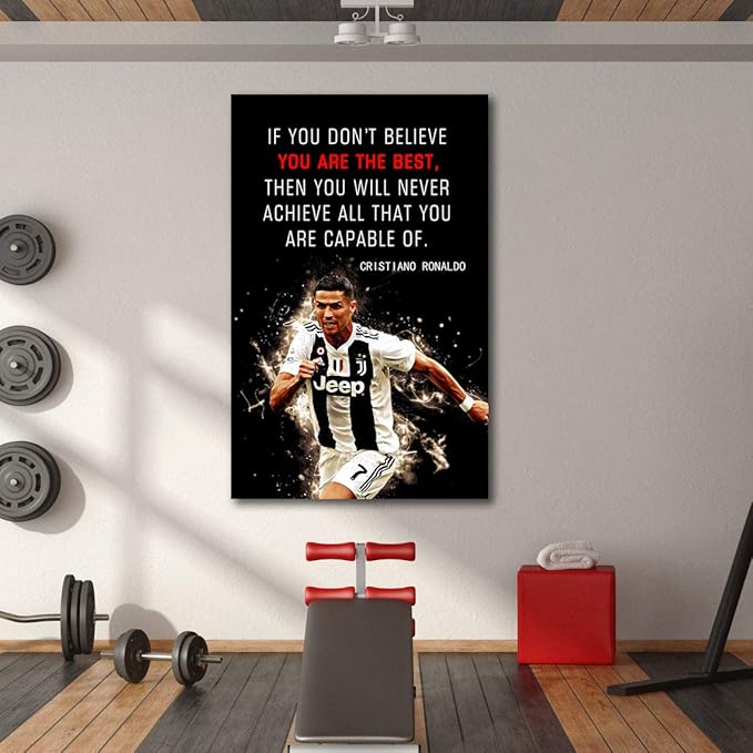AMART SUN Football Sports Decor • Superstar Quote Poster Inspirational Canvas Wall Art • Motivational Artwork Modern Home Decor For Home,Office,Gym,Classroom Wall Decor Framed Ready to Hang