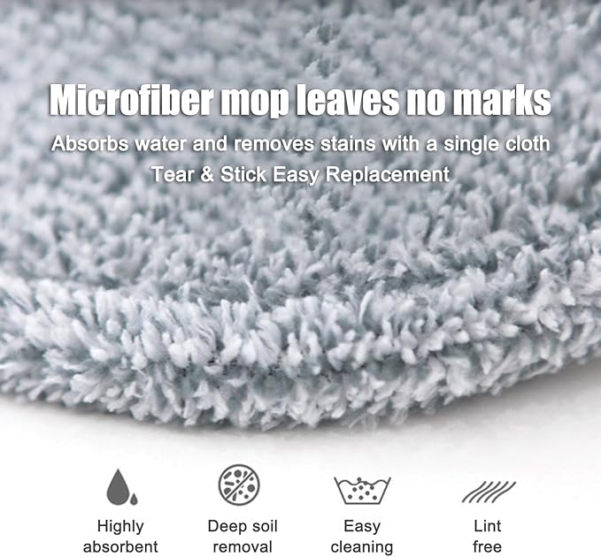 KZKR Spin Mop and Bucket Set with 2 Replaceable Microfiber Mop Pads with Self Separation Dirty and Clean Water System, Self Wringing 360° Rotating Square Mop Head for Hardwood Tile Marble Floors