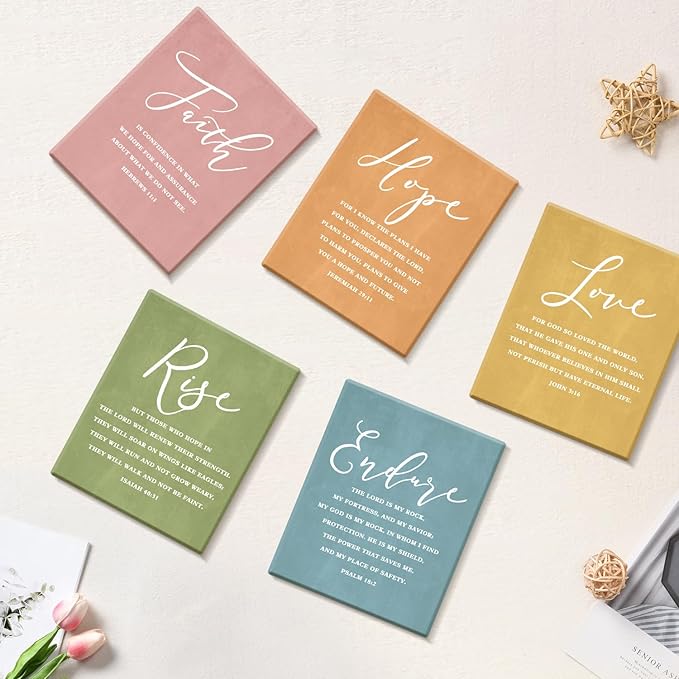 CHDITB Scripture Religious Wall Decor, Faith Poster,Christian Home Artwork, Bible Verses Art Print Set Of 6(12x16 Inches) Christian Wall Art For Prayer College Dorm Room Decoration