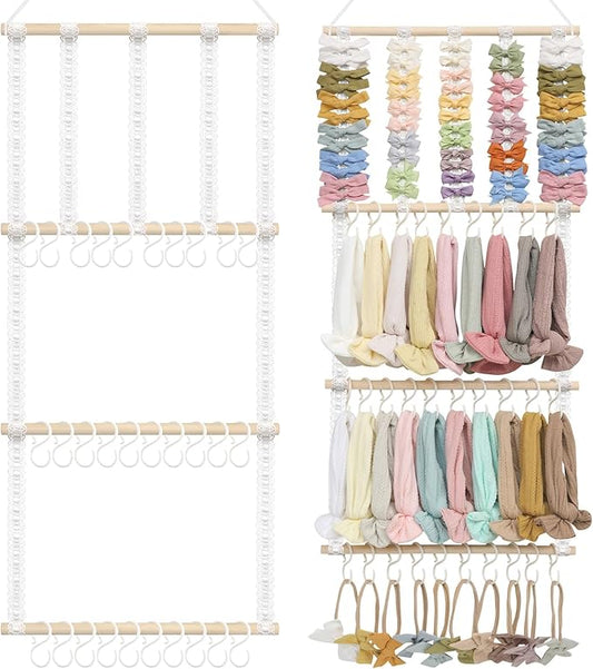 POVETIRE Headband Holder Hair Bows Organizer for Girls, Baby Headbands Hair Accessories Organizer Storage Wall Hanging Decor for Toddler Girls Room