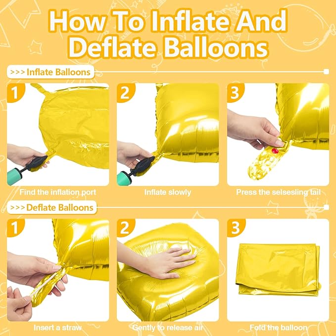 NISOCY 25PCS Yellow Square Foil Balloons Wall Backdrop Thanksgiving Fall Color Balloons Double Sided Balloons Tunnel Arch Kit for Baby Shower Birthday Wedding Sunflower Bee Theme Party Decoration