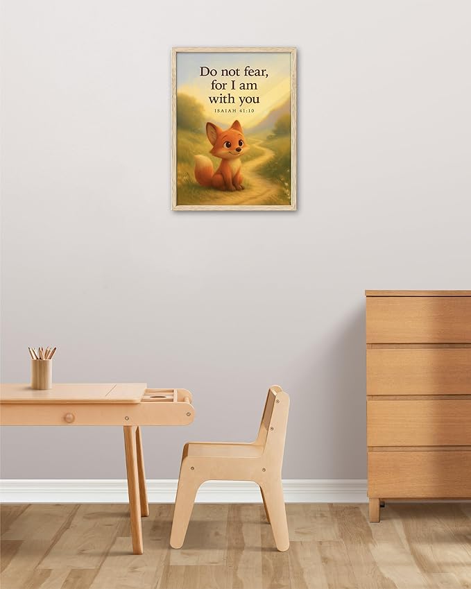 KensTro Natural OAK Wood Nursery Decor Framed Wall Art,12x16 in Inspirational Christian Bible Verse Wall Art,Do Not Fear,I Am with You ISAIAH 41:10 Print for Boys Girls Playroom Bedroom Decor Set of 1