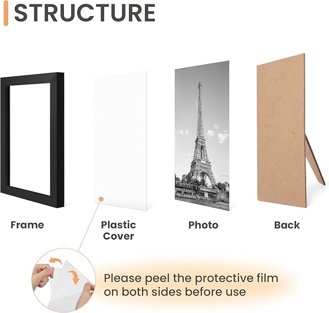 upsimples 10 Pack Picture Frames Collage Wall Decor for Mounting or Tabletop Display, Photo Gallery Frame Set for Family, Multi Sizes Including 8x10, 5x7, 4x6, Black