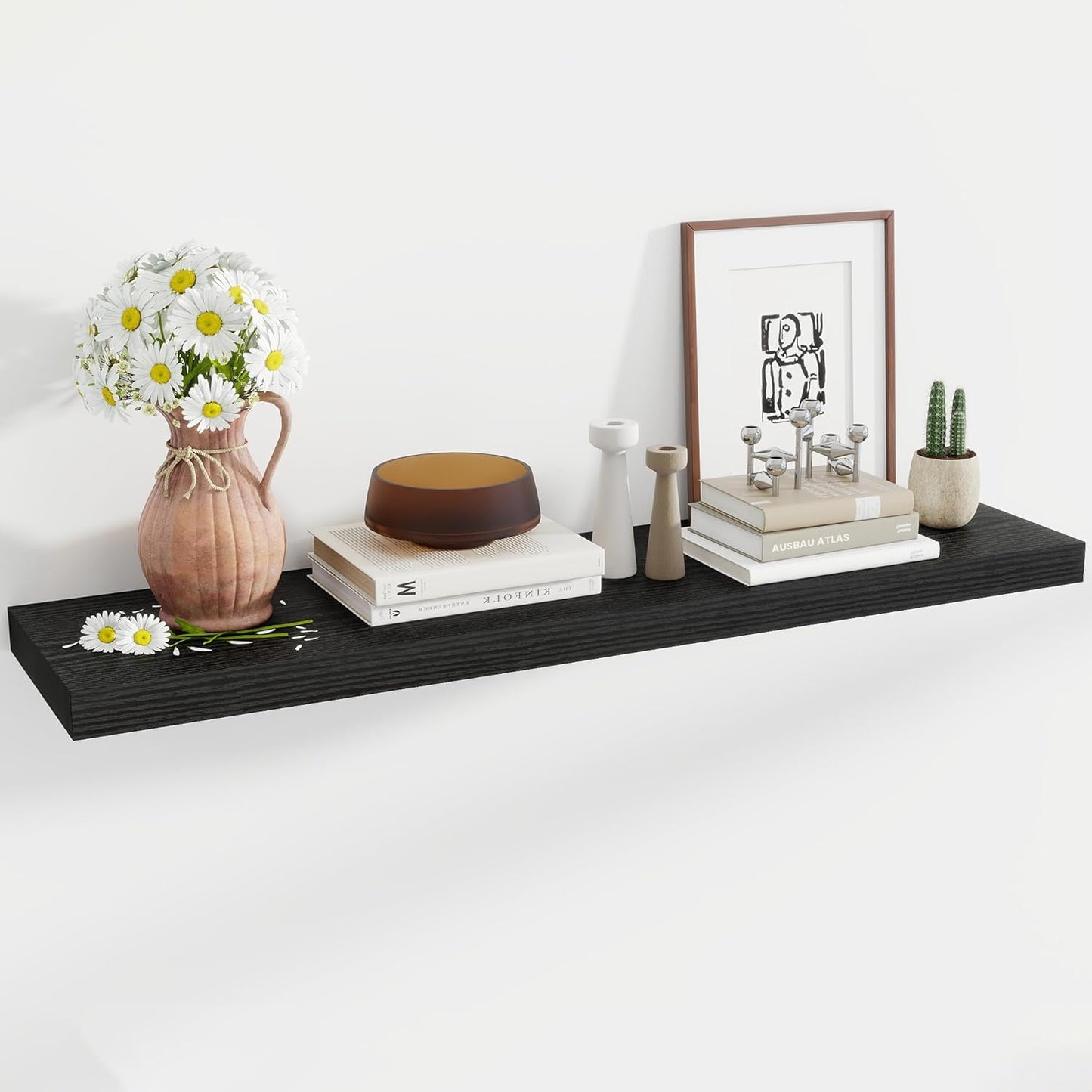 48 Inch Floating Shelves, 11.6 Inch Deep Floating Shelves for Wall, Floating Shelf with Invisible Brackets, Deep Shelves for Bathroom, Bedroom, Living Room, 1 Pack, Black