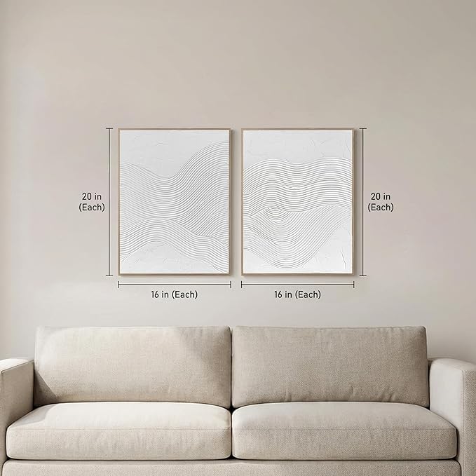 Artiluxy 3D Minimalist Textured Wall Art Set of 2 – 16×20 in Neutral Sculptural Canvas for Living Room Bedroom Home Decor