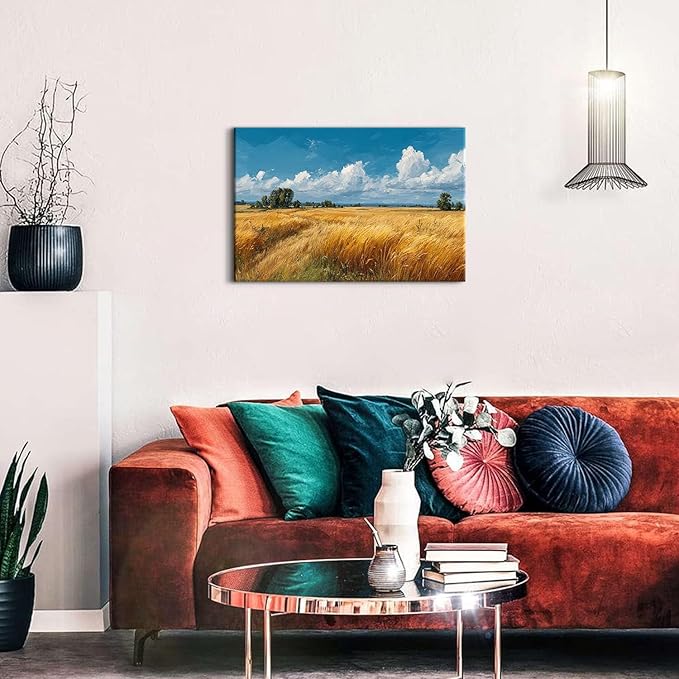 Kitchen Wall Art Farmhouse Wall Decor Rustic Autumn Farm Land Painting Country Landscape Canvas Prints Rustic Botanical Pictures Vintage Countryside Artwork for Living Room Home Decoration 16x24"