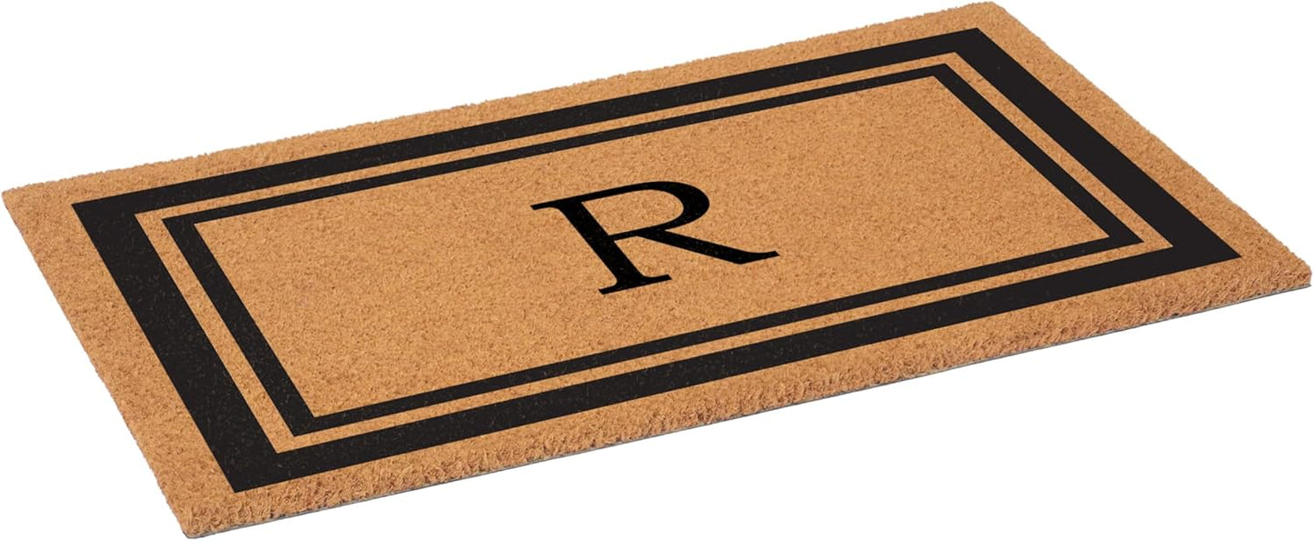 Calloway Mills 152962448 Black Border 24" x 48" Monogram Doormat (Letter R)