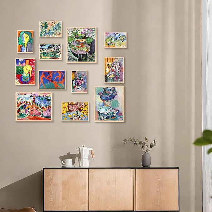 KBKBART Matisse Wall Art Prints Set of 12, Matisse Eclectic Wall Decor, Colorful Abstract Painting Wall Decor Aesthetic, Minimalist Vintage Gallery Canvas Paintings, Eclectic Home Decor, Unframed