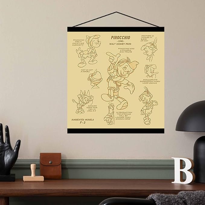 Open Road Brands Disney Pinocchio Hanging Canvas Banner - Nostalgic Pinocchio Wall Decor for Movie Room or Play Room