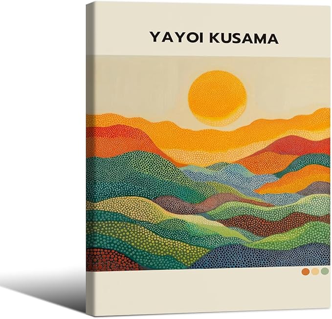 Yayoi Kusama1986 Wall Art Japanese Gallery Exhibition Wall Decor Yayoi Kusama Poster Abstract Landscape Canvas Print for Japanese Home Bedroom Decorations Artwork8x10in Framed