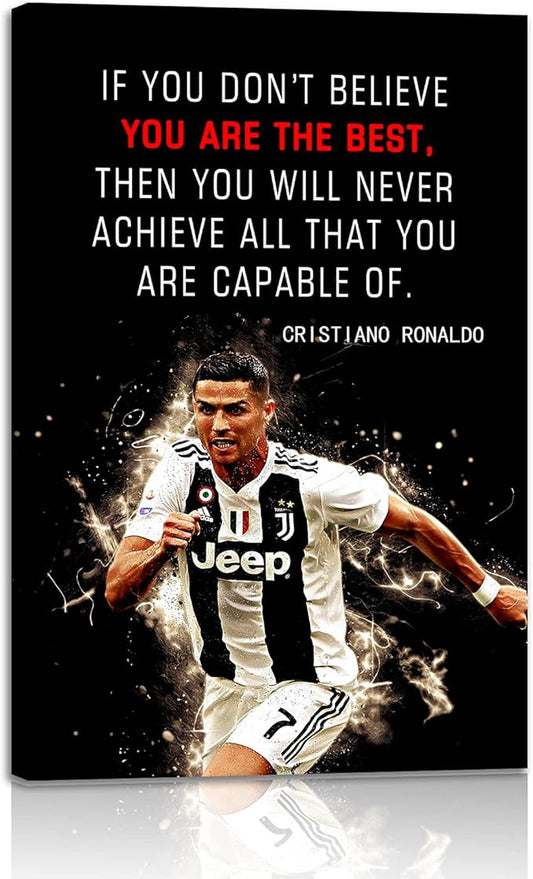 AMART SUN Football Sports Decor • Superstar Quote Poster Inspirational Canvas Wall Art • Motivational Artwork Modern Home Decor For Home,Office,Gym,Classroom Wall Decor Framed Ready to Hang
