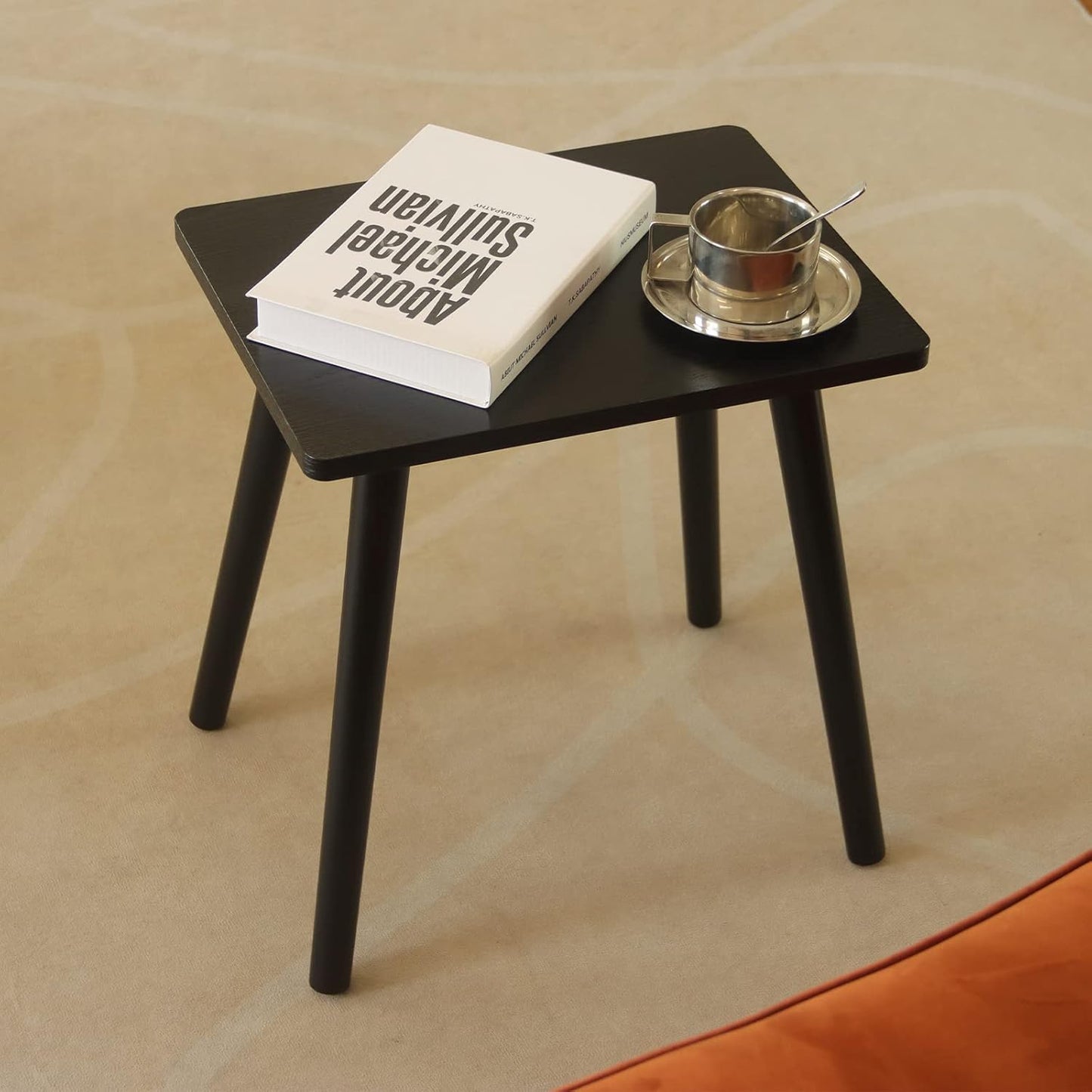 AWASEN Side Table, Small Black End Table for Living Room Bedroom Office Small Spaces, Modern Accent Side Table Nightstand with Solid Wood, Easy Assembly, (Black)