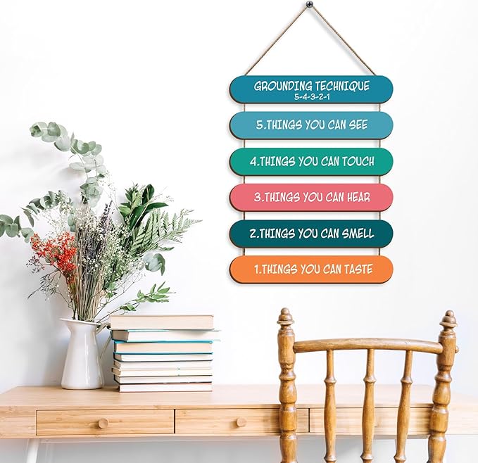 MJSXY Positive Affirmations Wall Decor,Wooden Hanging Wall Pediments,Inspirational Quotes for Mental Health, Self-Love Gifts for Women,Therapy Office Decor for Counselors,Classroom