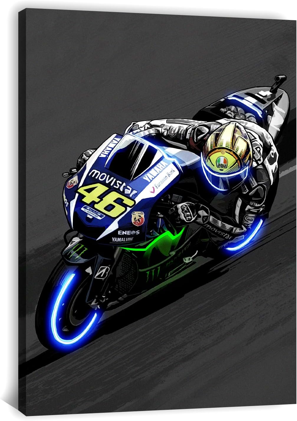 Sorventina Motorcycle Wall Art - 3-Piece Racing Sports Decor Prints, Neon Style, 16x24 Inches Wrapped Canvas, Non-LED - Modern Artwork for Living Room, Bedroom, Garage, Man Cave, or Office Decoration