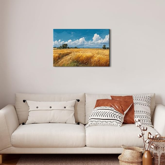 Kitchen Wall Art Farmhouse Wall Decor Rustic Autumn Farm Land Painting Country Landscape Canvas Prints Rustic Botanical Pictures Vintage Countryside Artwork for Living Room Home Decoration 16x24"
