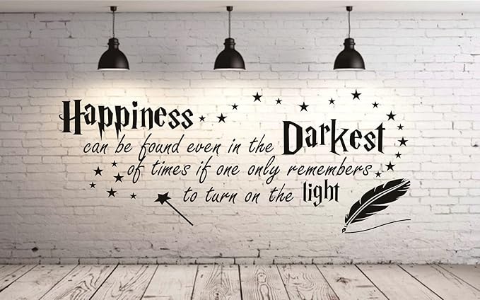 Quote Happiness can be Found Even in The Darkest Wall Sticker Decor Nursery Decal for Kid’s Room