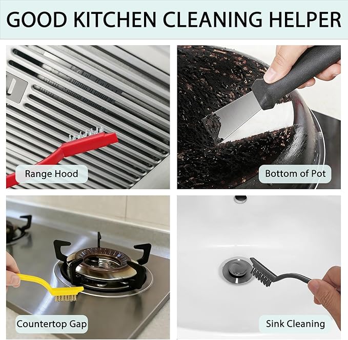 Crevice Cleaning Brush Set, Hard Bristle Gap Scrubber Tools for Bathroom Grout, Window Tracks & Shower Doors, Deep Cleaning Home Essentials & Practical Housewarming Gifts 12-Pack