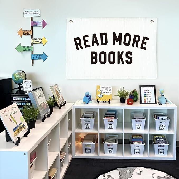 Lacama Classroom Decor Reading Corner Sign,Read More Books Banner Flags,Reading Nook Decor,Positive Affirmations Wall Decor Hanging Banner Flag,30x20 Inch