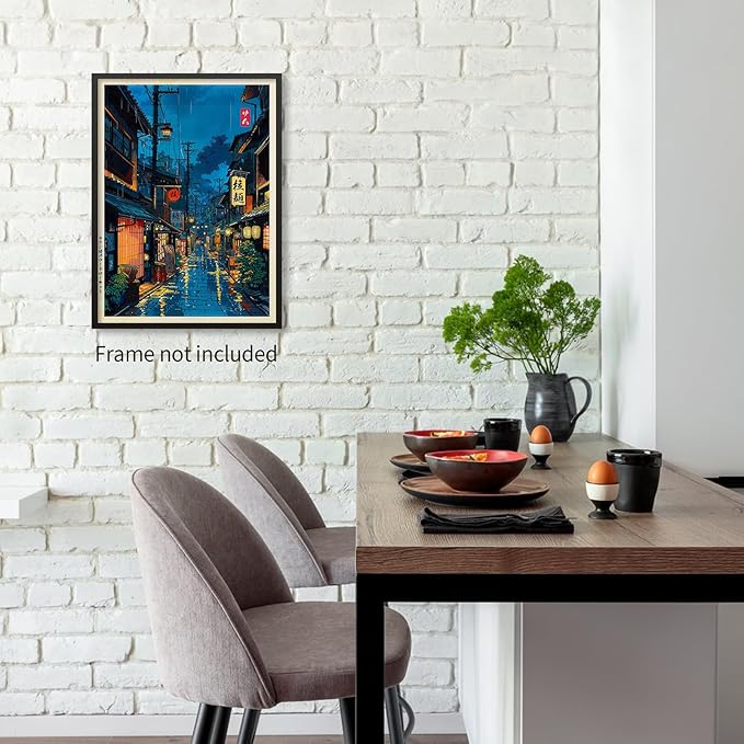 Podafu Japanese Tokyo Tea House Wall Art Poster - 12x16in Unframed Canvas Print for Bedroom Decor