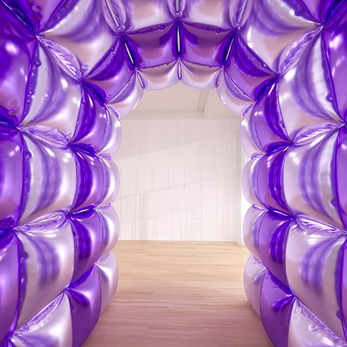 25+149pcs Double-Sided Purple Balloon Wall Kit - 25 Dark/Light Purple Foil Square Balloons 146 Metallic Lavender Purple Latex Balloon Garland & Star Balloons for Wedding, Birthday Backdrop